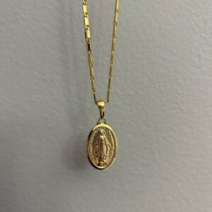 Virgin Mary Unisex 18k Gold Plated Necklace